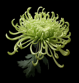 FLUX.2 AI 生成:黑色背景上孤立的精致绿色雏菊花 — 照片级示例 4